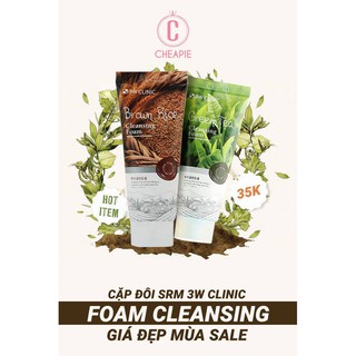 Combo x2 Sữa rửa mặt 3W Clinic chiết xuất trà xanh và chiết xuất gạo (100mlx2)
