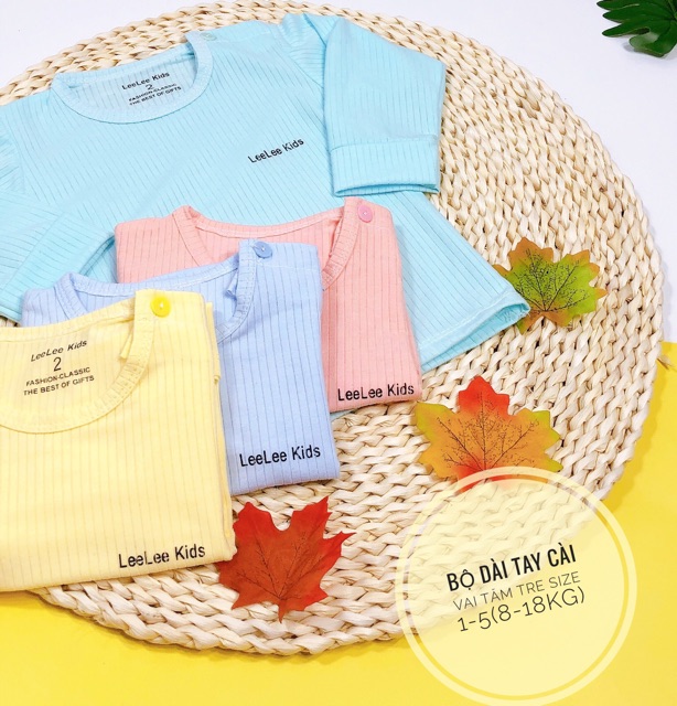 Bộ dài tay cài vai tăm tre, bộ dài tay cho bé