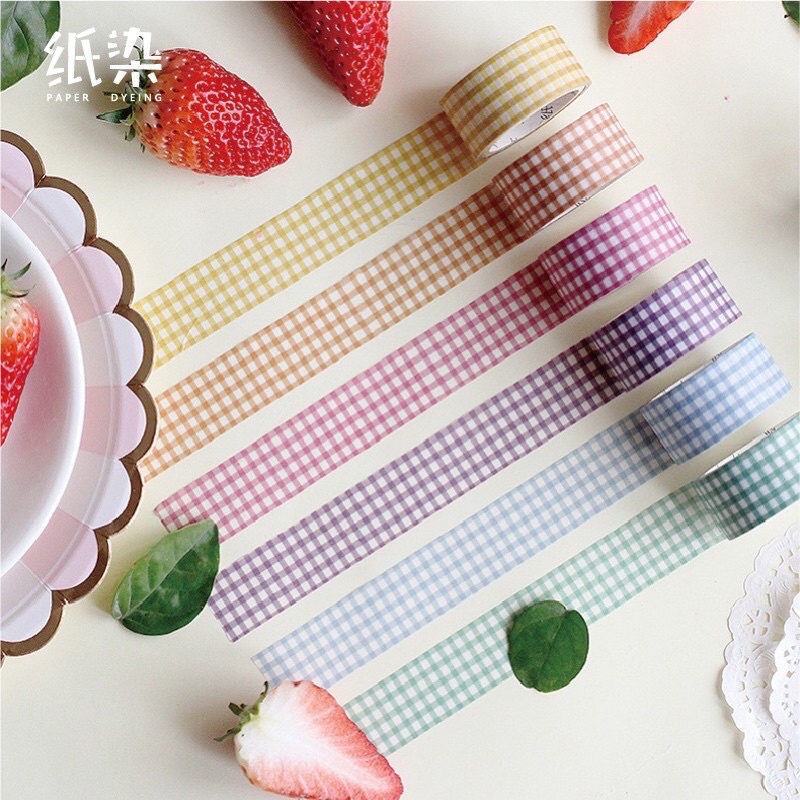 [Mã LIFEB04ALL giảm 10% tối đa 15K đơn 0Đ] (Chiết) 6 mẫu ăng dính bwashi tape hoạ tiết caro/grid sắc màu