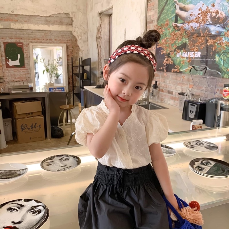 Áo sơ mi thêu bé gái cao cấp ( không kèm váy ) Trung quốc vải thô