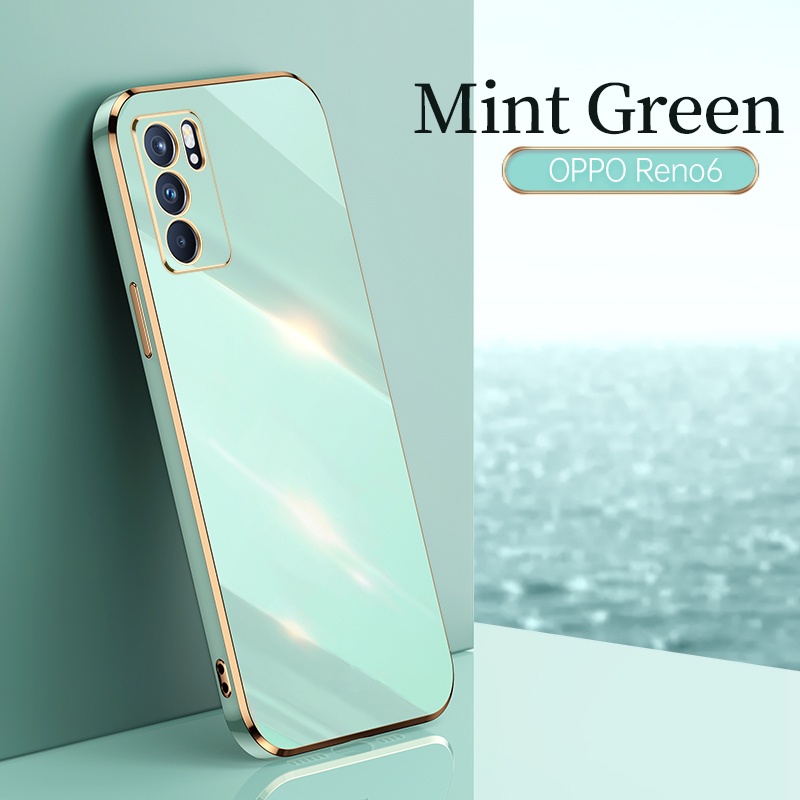 Ốp Điện Thoại TPU Silicon Mềm Chống Sốc Viền Vuông Mạ Vàng Sang Trọng Cho OPPO Reno 7 4G 5G 7Z 7 6 5 5F 4F