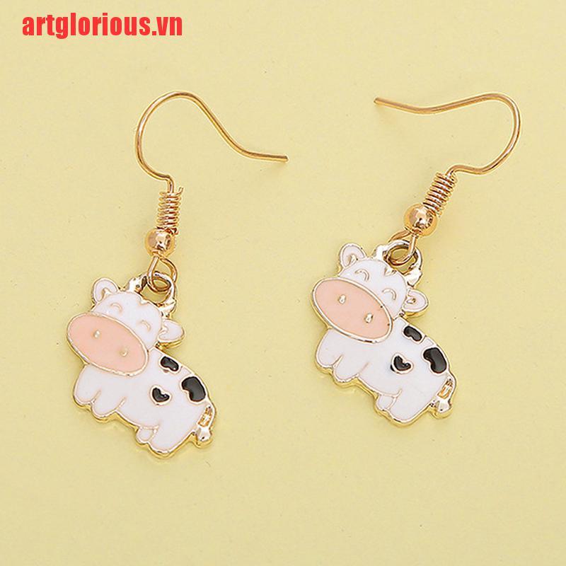 【artglorious】Fashion Cow Earrings Drop Dangle Jewelry Farm Animal Party Accesso