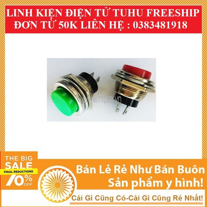 Nút Nhấn Đề 16mm (Đỏ, vàng, xanh)