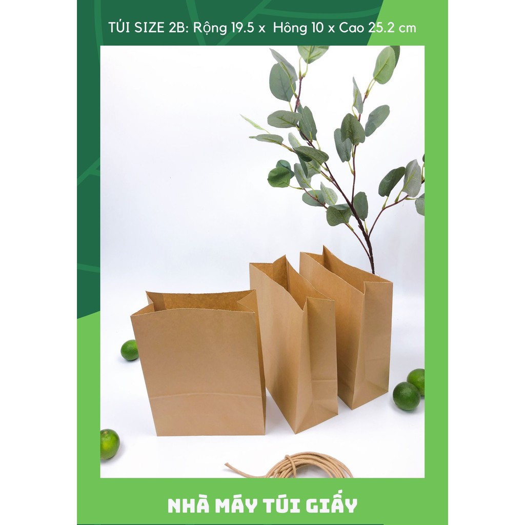 300 túi giấy nâu không quai Size 2B:19.5x10x 25.2 cm túi đựng hàng 3kg