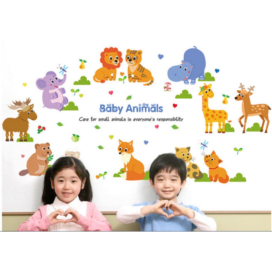 Decal dán tường Vườn thú Baby animals