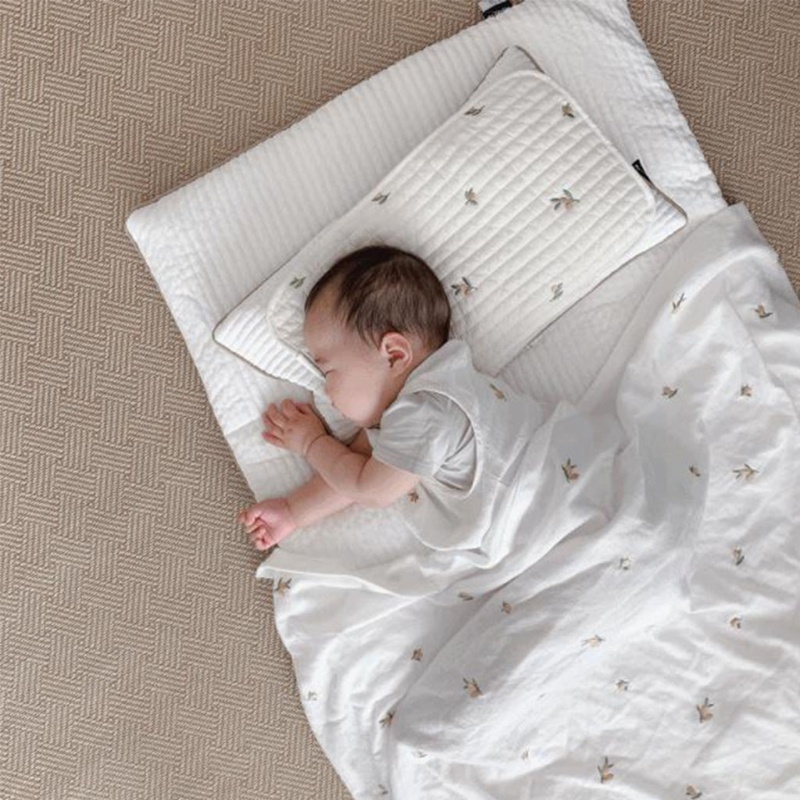 Gối Ngủ Vải Cotton Mềm Mại Thoáng Khí Thêu Họa Tiết Dễ Thương Cho Bé Sơ Sinh