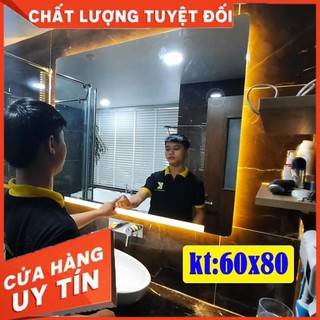 gương cảm ứng thông minh phòng tắm kết hợp phá sương đồng hồ nhiệt độ hiện đại kích thước 60x80 - guonghoangkim mirror