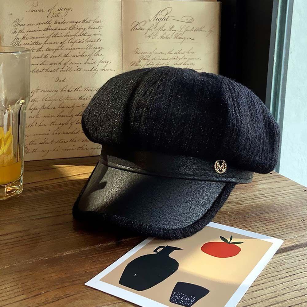 Mũ Beret Kẻ Sọc In Chữ Phong Cách Anh Quốc Cổ Điển Cho Nữ