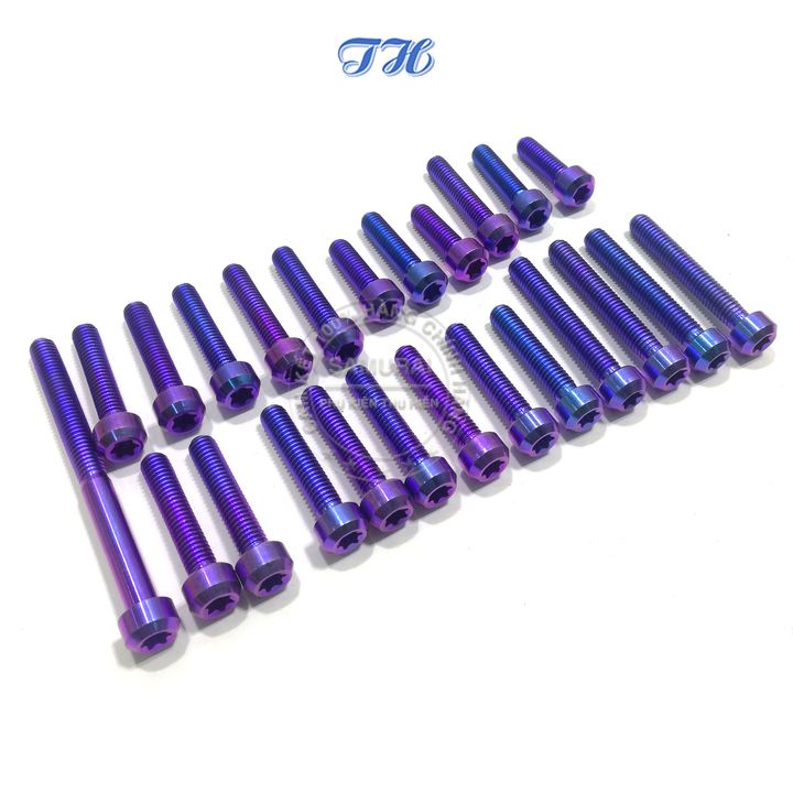 Full Bộ Ốc Gắn Lốc Máy Gr5 Cho Xe Winner Màu Titan, Lục Bảo ( 24 con )