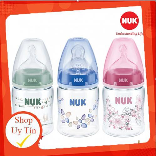✅Bình sữa NUK cổ rộng cho bé PP 150ml, 300ml núm ty Silicone S1 - M