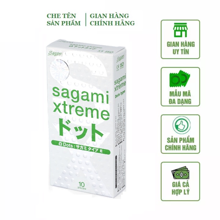 Bao Cao Su Gân gai Sagami Extreme White - Nhật Bản - hộp 10 chiếc