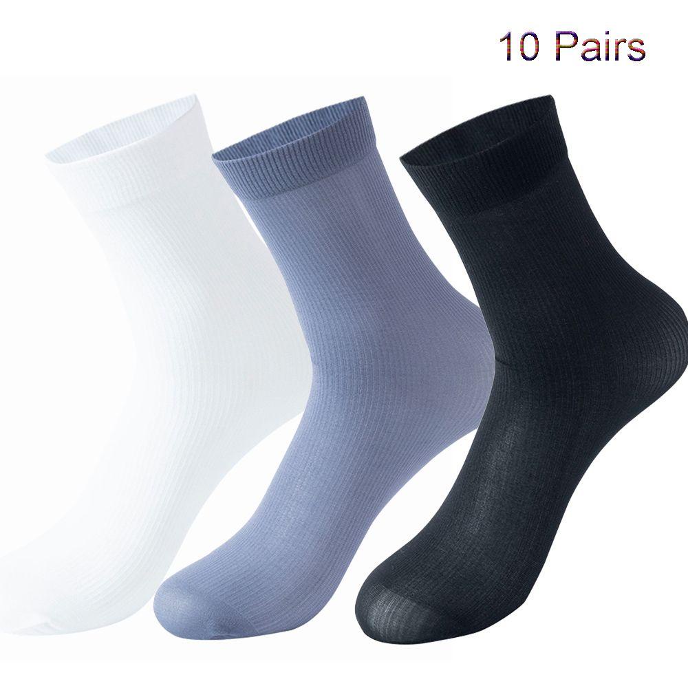 Set 10 Đôi Vớ Siêu Mỏng Co Giãn Màu Đen Trơn Dành Cho Mùa Hè