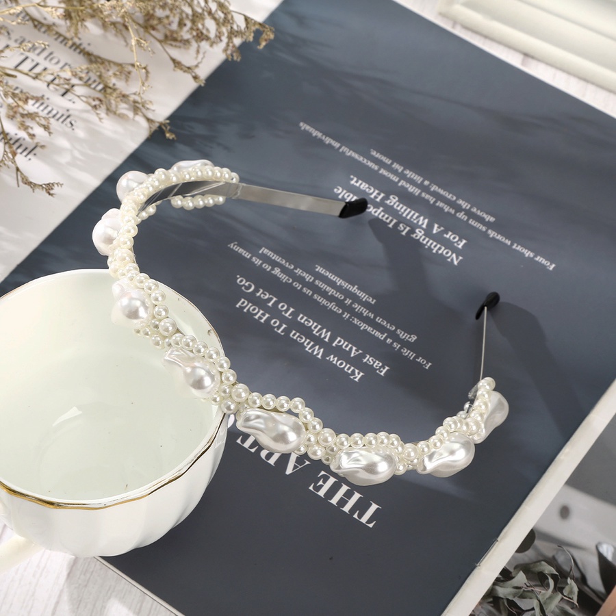 Băng Đô Hợp Kim Đính Ngọc Trai Toàn Diện Phong Cách Hàn Quốc Cho Nữ