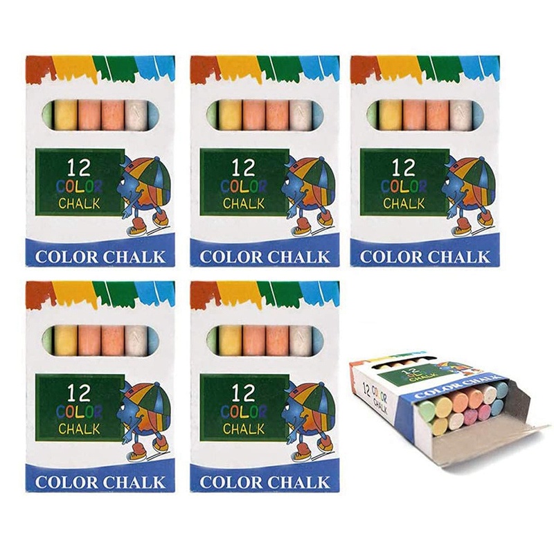 Bộ 5 Phấn Viết Bảng 60 Miếng Có Thể Giặt Được Nhiều Màu Sắc Cho Trẻ Em