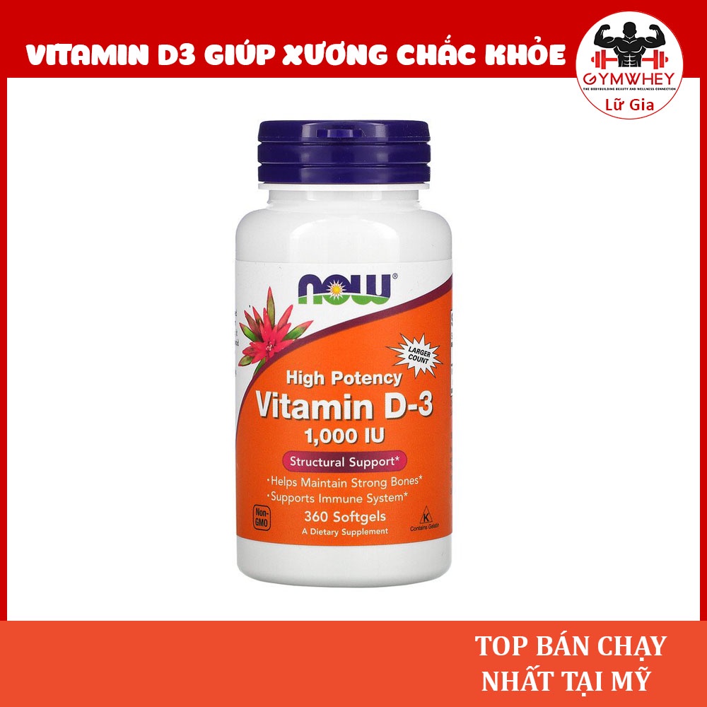 Vitamin D Now Hàm Lượng Vitamin D3 cao Giúp Phát Triển Chiều Cao Khỏe Xương Khớp Và Tăng Sức Đề Kháng Now Vitamin D3