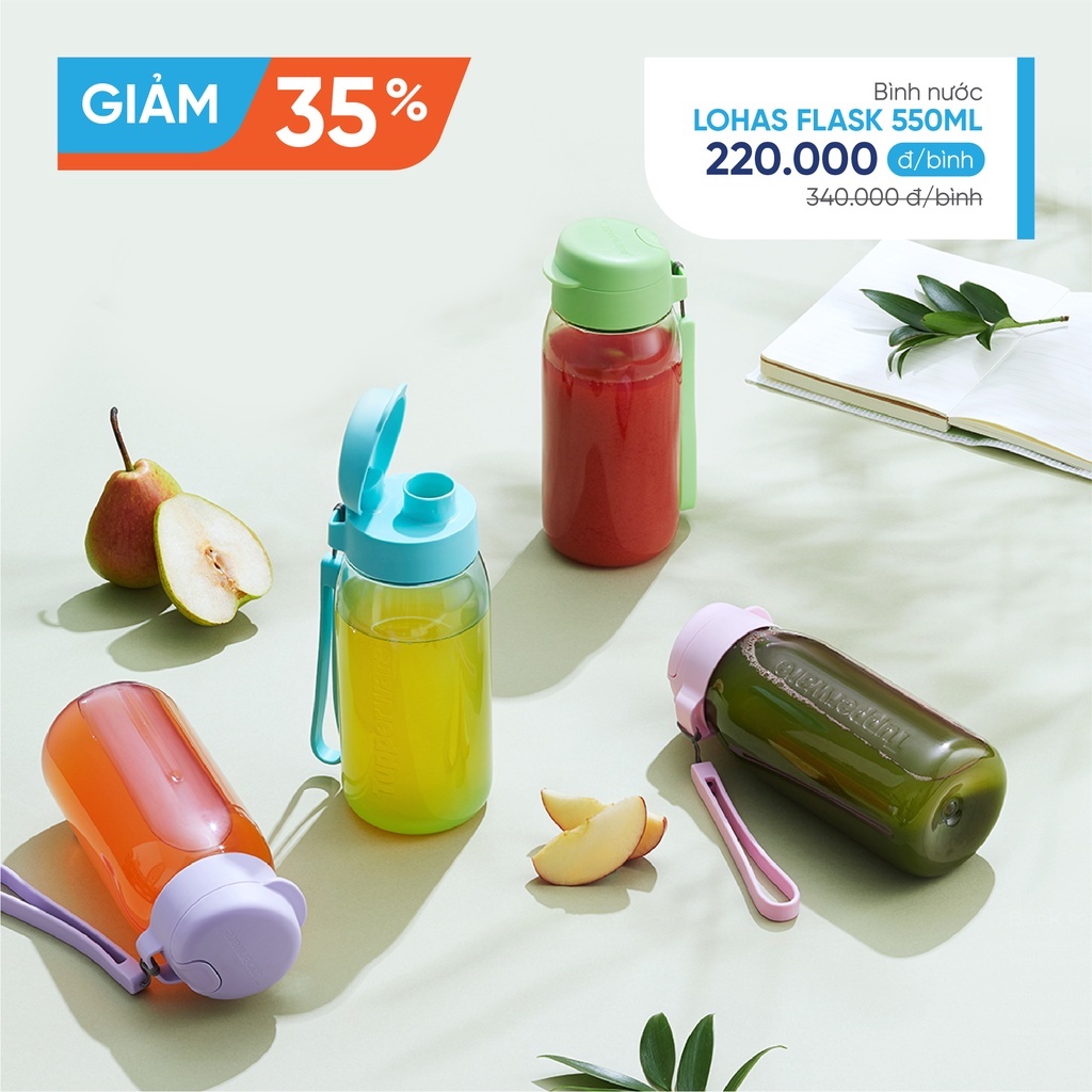 BÌNH NƯỚC LOHAS FLASK 550ML TUPPERWARE CHÍNH HÃNG