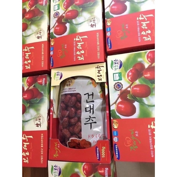 Hộp 1kg Táo Đỏ Hàn Quốc Sấy Khô Loại 1 Tặng Kèm Túi Xách