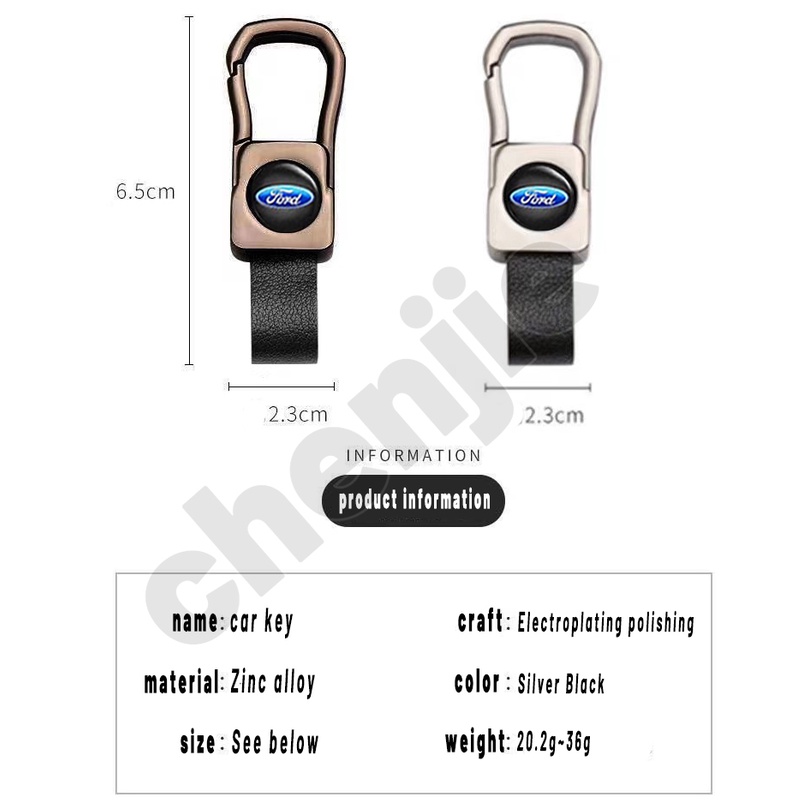 Móc Chìa Khóa Bằng Da Bò Phối Kim Loại Tiện Dụng Cho Xe Hơi ford territory Everest Ranger Fiesta Escape Expedition Focus Escort E