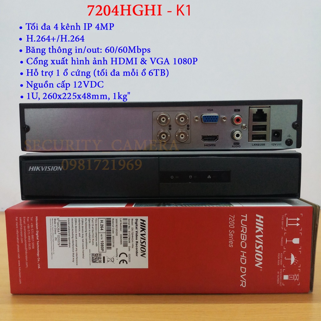 Trọn bộ 4 Camera Hikvision 2Mp DS - 2CE16D0T - ITFS Full HD 1080P Chính Hãng,có MIC thu âm
