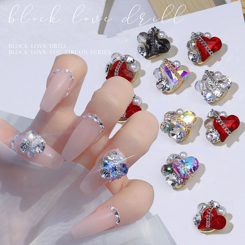 Phụ kiện đính móng MISSCHEERING trang trí nghệ thuật 3D cỡ 12 * 11mm có đính ngọc trai giả cỡ