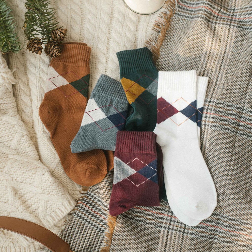 Tất cao cổ quả trám Classic Argyle