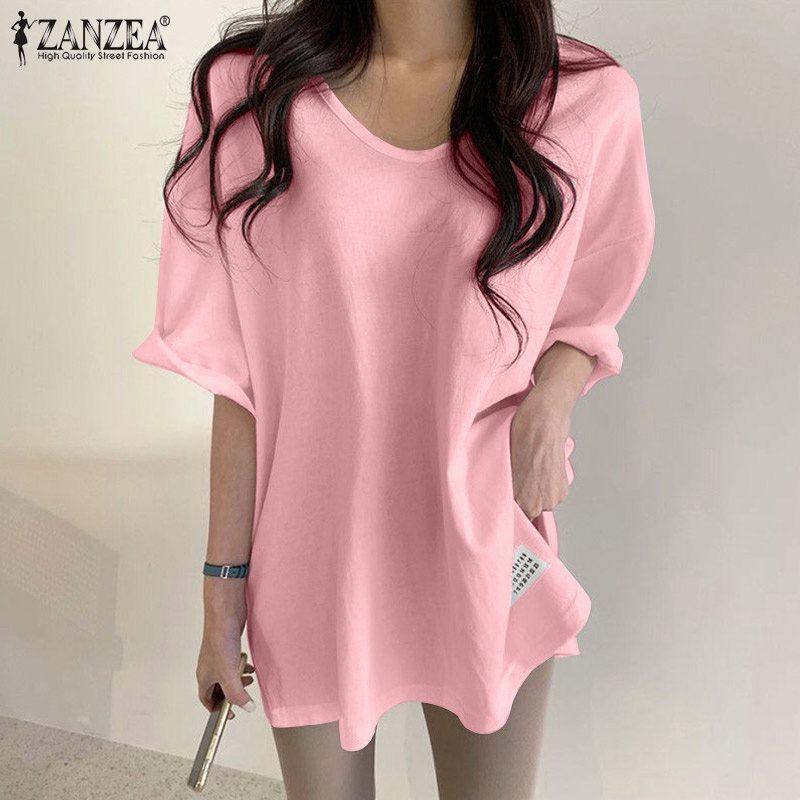 Áo thun Zanzea tay ngắn xẻ tà thời trang dành cho nữ
