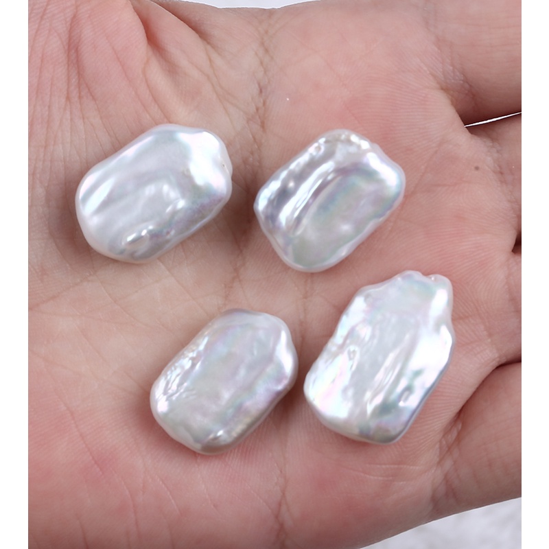 1 Hạt ngọc trai trắng hình vuông 15-16mm không lỗ dùng làm trang sức