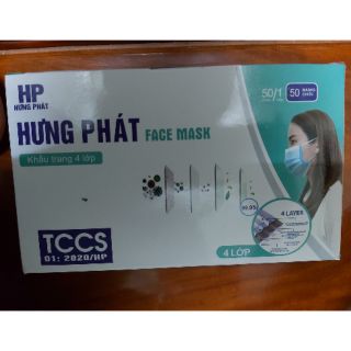 Khẩu trang HƯNG PHÁT FACE MASK 4 lớp kháng khuẩn hộp 50 cái