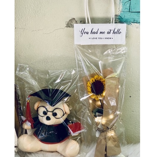 Combo gấu bông tốt nghiệp và hoa hướng dương bằng móc len 🌻