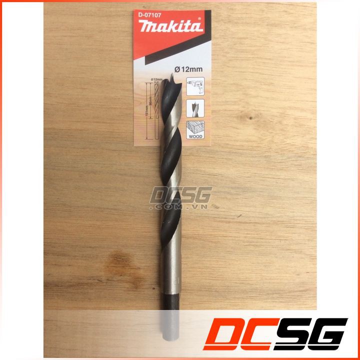 Mũi khoan gỗ 12x155mm chuôi tròn Makita D-07107
