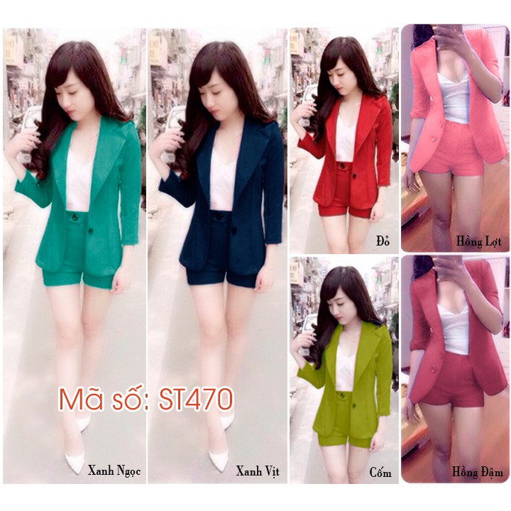 Set nguyên bộ quần short áo vest tay dài kèm áo trong
