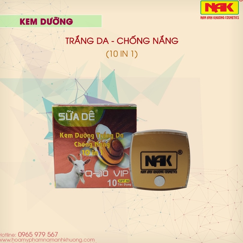 Q10_ SỮA DÊ Kem trắng da ban đêm 10in1