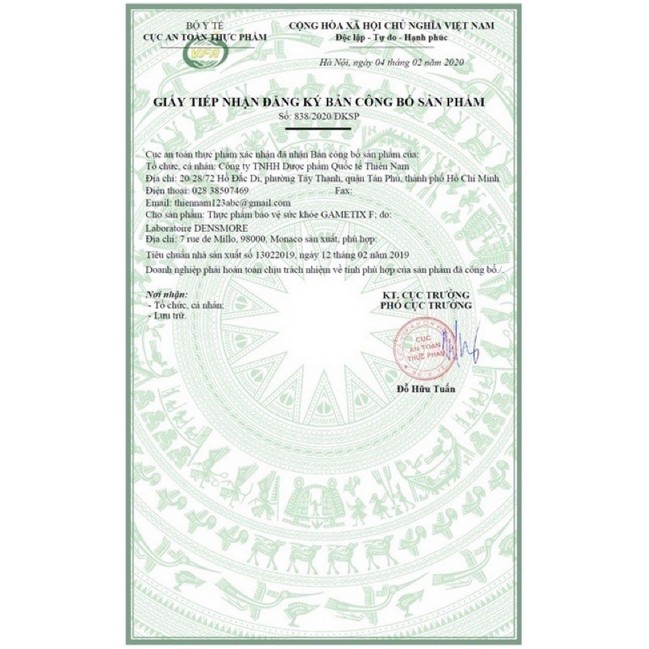 Đồ uống Gametix F dành cho cơ thể mẹ