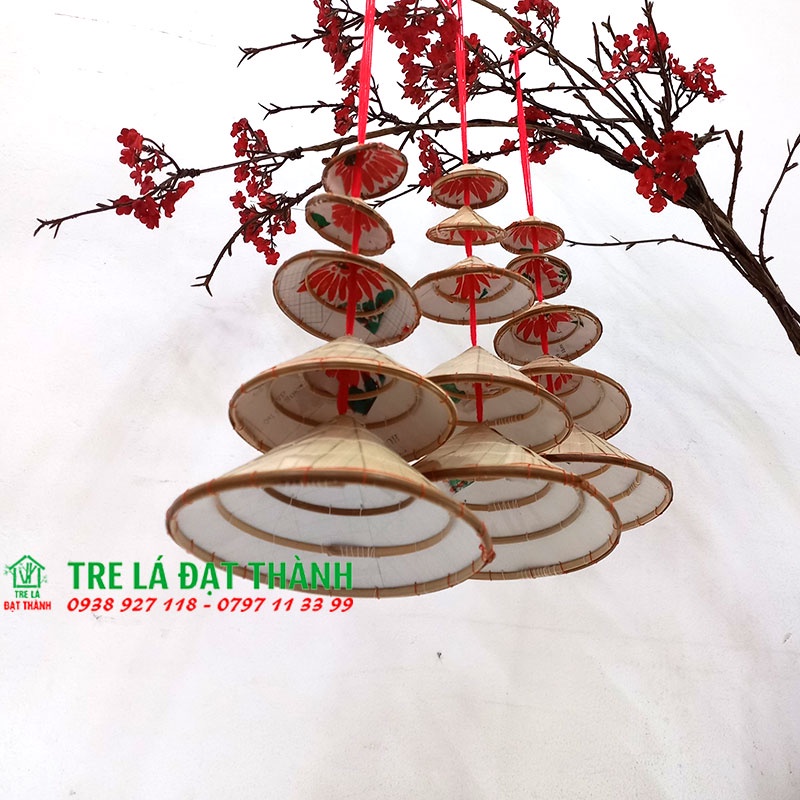 Nón dây đỏ mini trang trí, decor, treo tường
