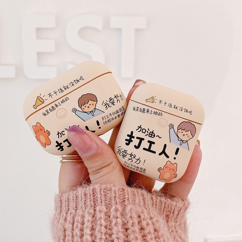 Vỏ Bảo Vệ Hộp Sạc Tai Nghe compatible AirPods 3 Pro compatible AirPods 2 Pro Bằng TPU Họa Tiết Công Nhân Dễ Thương Độc Đáo Thời Trang