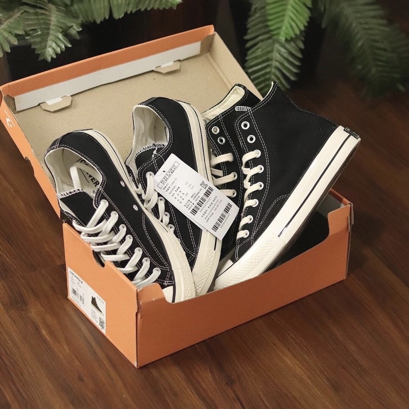 Giày Bóng Rổ Converse Chuck Taylor 70 's All Star Thiết Kế Cổ Cao / Thấp Màu Đen Thời Trang Cá Tính