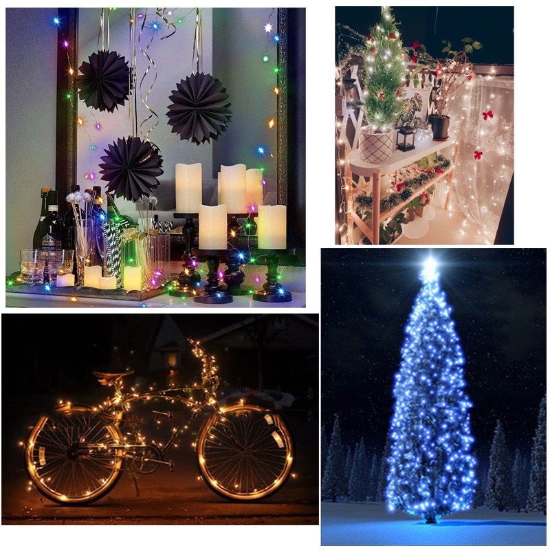 (Chọn Màu-Kèm Pin) Đèn Led Trang Trí 5 Mét 50 Bóng Đom Đóm Fairy Light, Decor Nhà Cửa, Quán, Noel, Tết