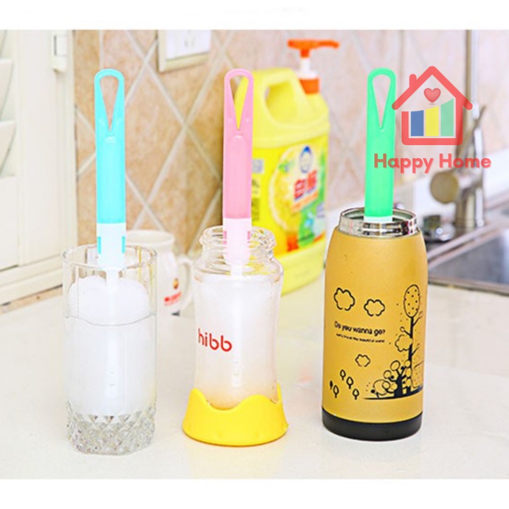 Cọ lau cốc bình sữa, mút có cán bọt biển rửa bình lau xe đa năng Happy Home