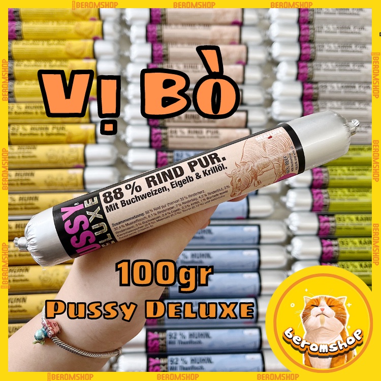 XÚC XÍCH CHO MÈO PUSSY DELUXE 100G 6 VỊ NHẬP ĐỨC GIÁ CỰC RẺ