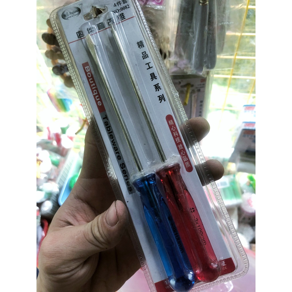 (freeship) Bộ Dụng Cụ Đa Năng Tiện Lợi (Bộ 2 Tua VÍt (18cm dẹp,Bake) Bộ 2 tua Vít kim loai không gỉ đa năng