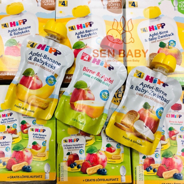 Túi trái cây nghiền Hipp nội địa Đức 9/2020