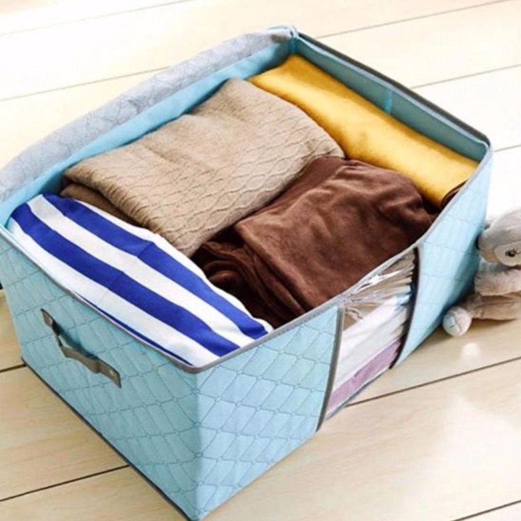 Túi đựng chăn màn quần áo, sọt vải họa tiết cỡ lớn 100L