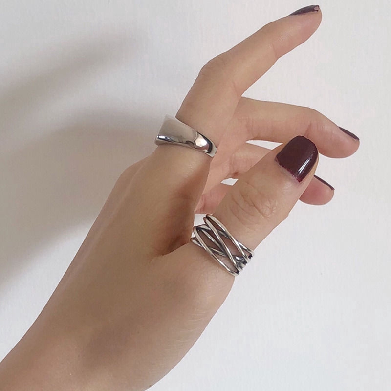 Nhẫn xoắn 2 tầng thiết kế đơn giản phong cách cổ điển hip hop