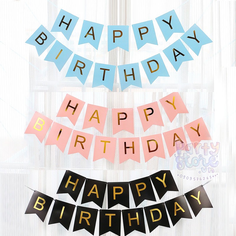 Dây treo chữ HAPPY BIRTHDAY đuôi cá, trang trí sinh nhật nhiều màu