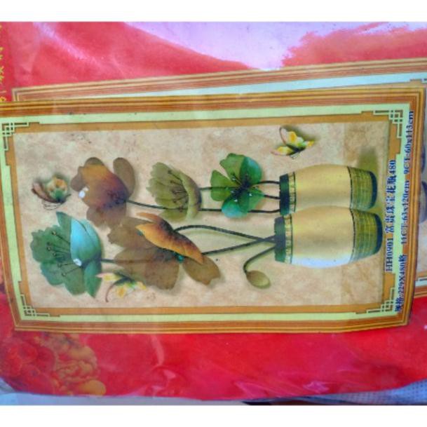 Tranh thêu chữ thập Bình hoa nghệ thuật đẹp và sang KT 63*120cm(hình thật)