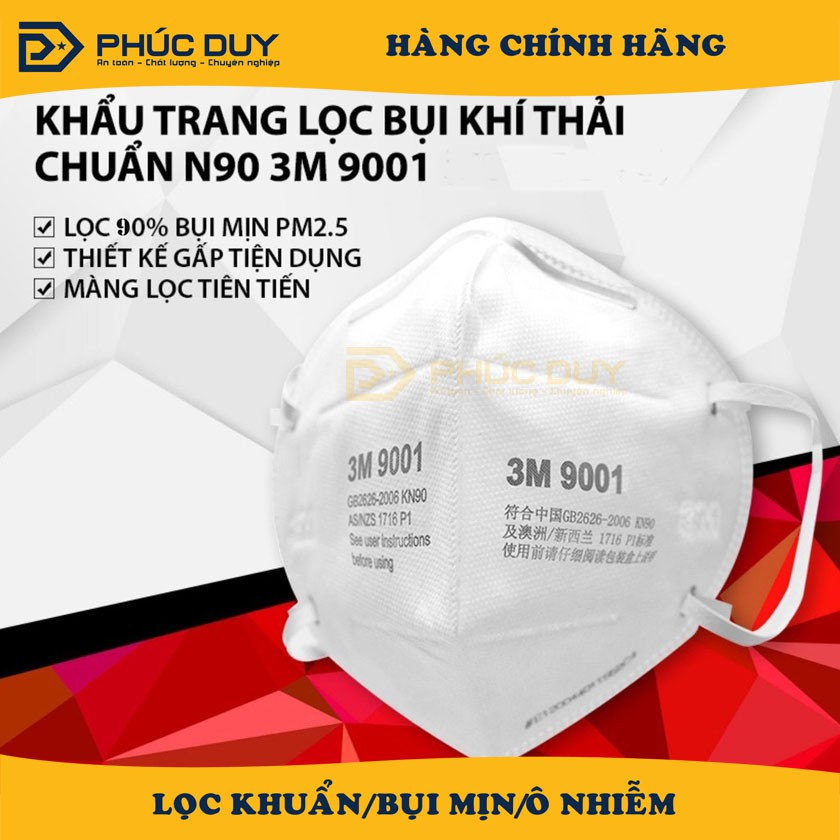 KHẨU TRANG 3M 9001 CHÍNH HÃNG CHỐNG BỤI MỊN PM2.5