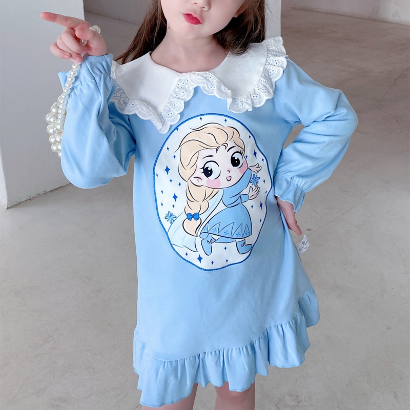 Đầm Ngủ Công Chúa Cổ Búp Bê Phong Cách Hàn Quốc Cho Bé Gái