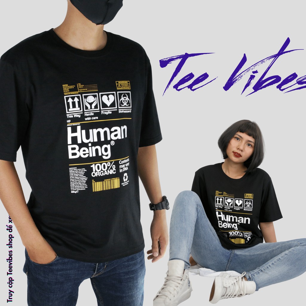 Áo thun tay lỡ TEEVIBES dáng Unisex phong cách in hình Human Being TV004 | BigBuy360 - bigbuy360.vn