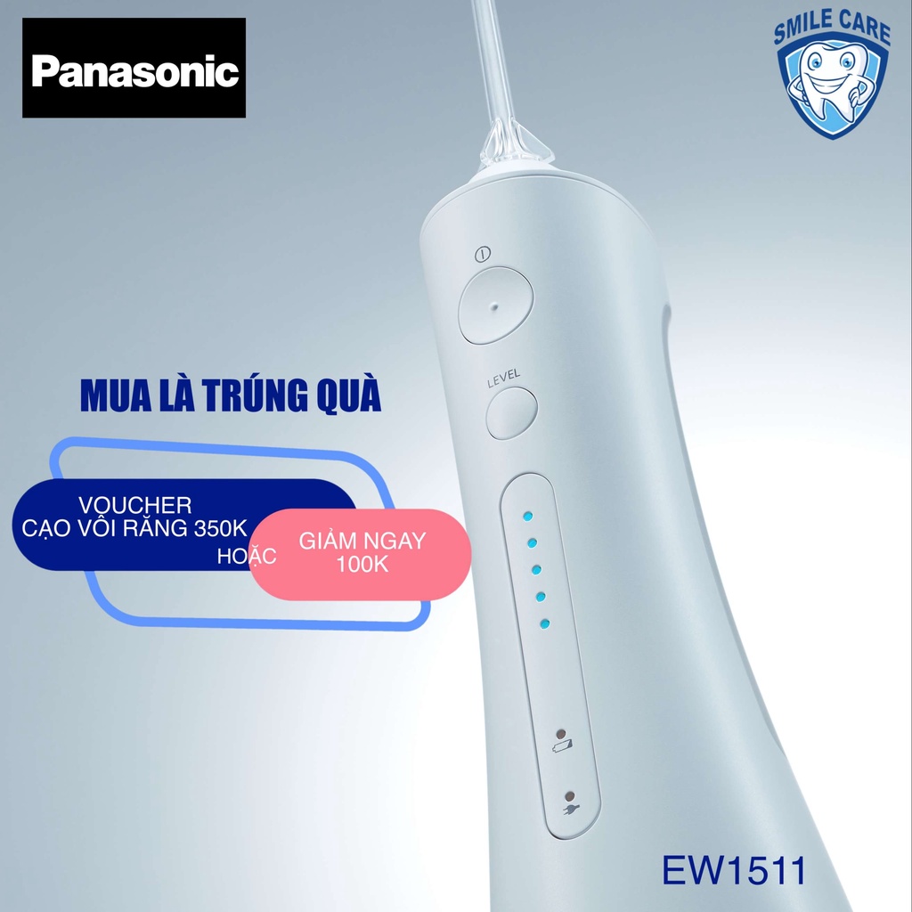 Máy Tăm Nước Cầm Tay Panasonic Công Nghệ Siêu Âm EW1511 - Làm Sạch Răng Nướu