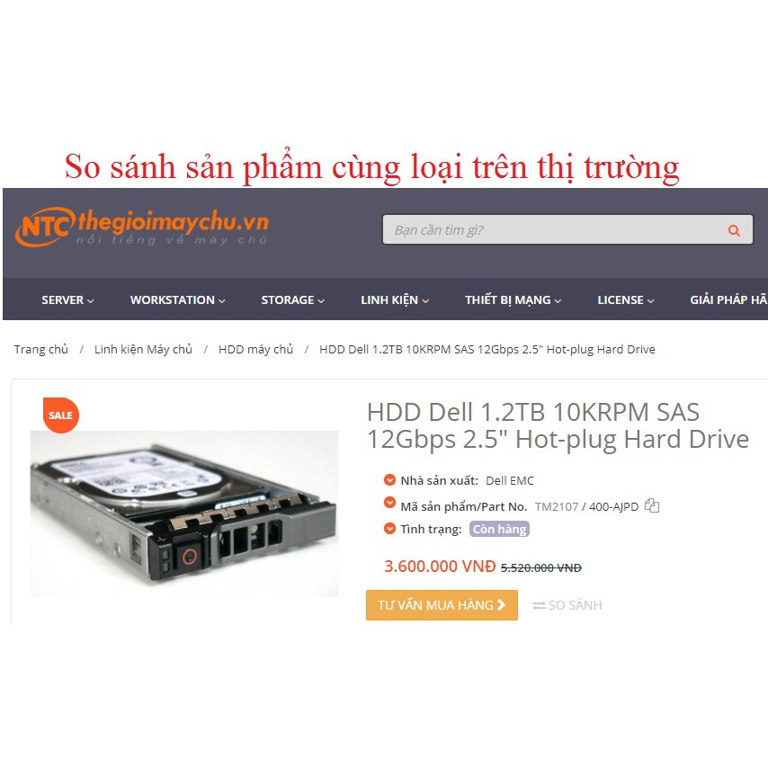 Ổ cứng server HDD IDM 1.2TB 2.5inch SAS 10K RPM (bao gồm dock)